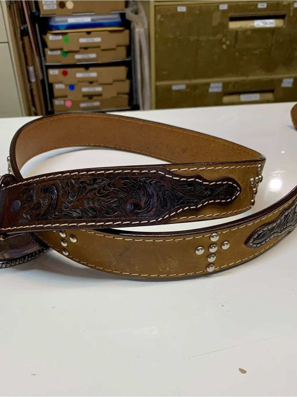 Ranger Belt Co. Men's Leather Western Belt Size 42 w/ Nocona Buckle